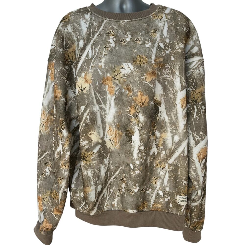 Comfrt The Camo Crew Sweatshirt Camouflage Tan Cream Pullover Men's Size 2XL